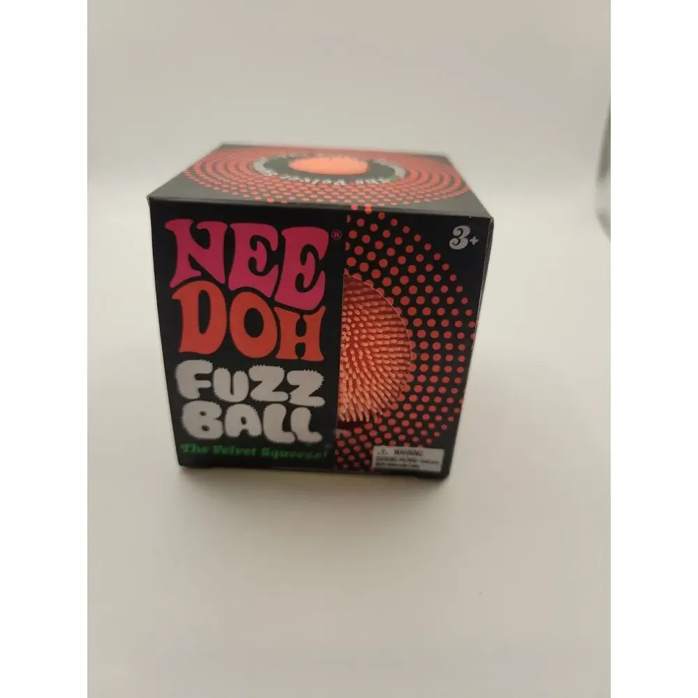 Needoh FUZZ BALL Flower Power Nee Doh Squish Stress Ball NEE-DOH Fuzzball Orange